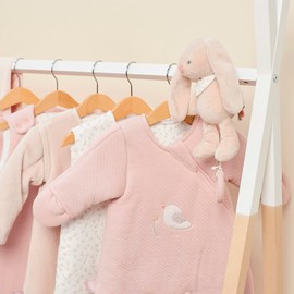 Nattou Music Box Made of Polyester Rabbit Pomme, Wiegellied "La-Le-Lu", with Teething Ring, Approx. 30 cm, Alice and Pomme, Dusky Pink