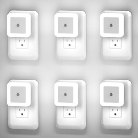 6 Pack Luz nocturna Enchufable, Sunsign Luz de Noche Luz de Noche con Sensor de Luz, Desde el Anochecer Hasta el Amanecer, Luces Nocturnas para Dormit