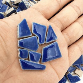 500g Irregular Ceramic Mosaic Tiles 0.5-2cm Small Mosaic Pieces Stones for DIY Mosaic Making Craft Hobby Art Home Decor Wall Decor (Navy Blue)