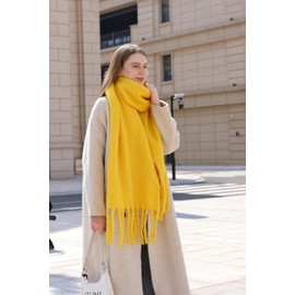 Wander Agio Cashmere Feel Scarf Long Pashmina Shawls and Wraps for Women Large Blanket Scarves Solid Yellow 19