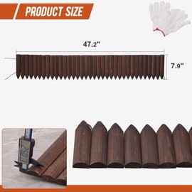 GHWIE Wood Garden Edging Border Fence, 7.9" Height Wooden Decorative Landscape Edging for Yard, Patio, Path, Flower Bed Barriers and Landscape Fencing,1PCS