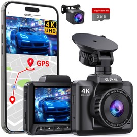 Dashcam Auto Vorne Hinten 4K/1080P WiFi Dash Cam mit GPS Dual Auto Kamera mit 2,4" IPS-Bildschirm, Parküberwachung, Super Nachtsicht WDR, 170° Weitwinkel, G-Sensor, Loop-Aufnahme, APP, Max 256 GB