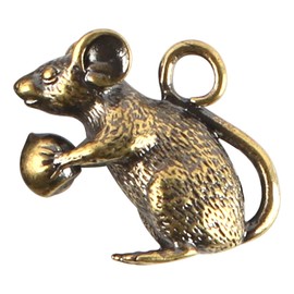 Sarini Fortune Mouse Statue Brass Lucky Rat Statue Chinese Feng Shui Rat Sculpture Collection Rich Wealth Amulet Home Charm Pendant for Prosperity and Good Luck