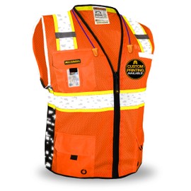 KwikSafety - Charlotte, NC - BIG KAHUNA DIGITAL Safety Vest [LIMITED EDITION] Class 2 ANSI OSHA Reflective Hi Vis Heavy Duty Surveyor Construction Industrial Work Gear/Orange XL