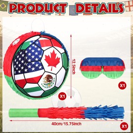 Marspark Soccer Piñata Set with Stick and Blindfold, 12.5"