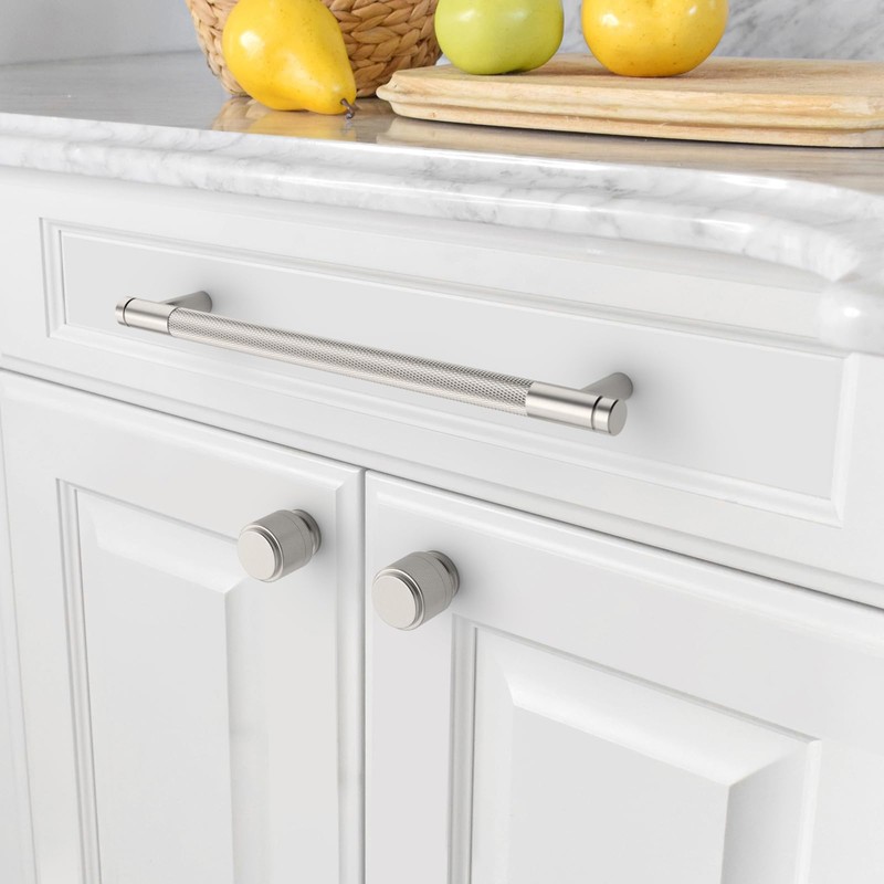 Amerdeco 10 Pack Brushed Satin Nickel Knurled Cabinet Pulls 160mm