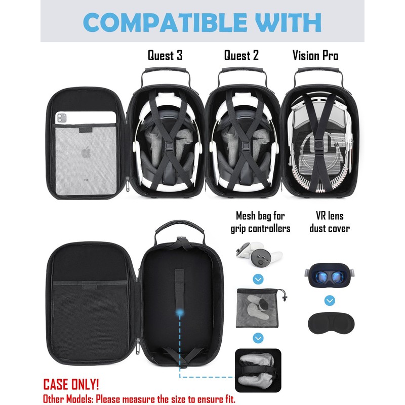 BISKLNDN Hard Carrying Case Compatible with Meta Quest 3S/Quest 3/Oculus
