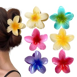 Flower Hair Clips, Pack of 6 Beach Flowers Hair Clips, Plastic Flowers Hair Clips, Hair Clips for Women Girls Hair Styling Accessories