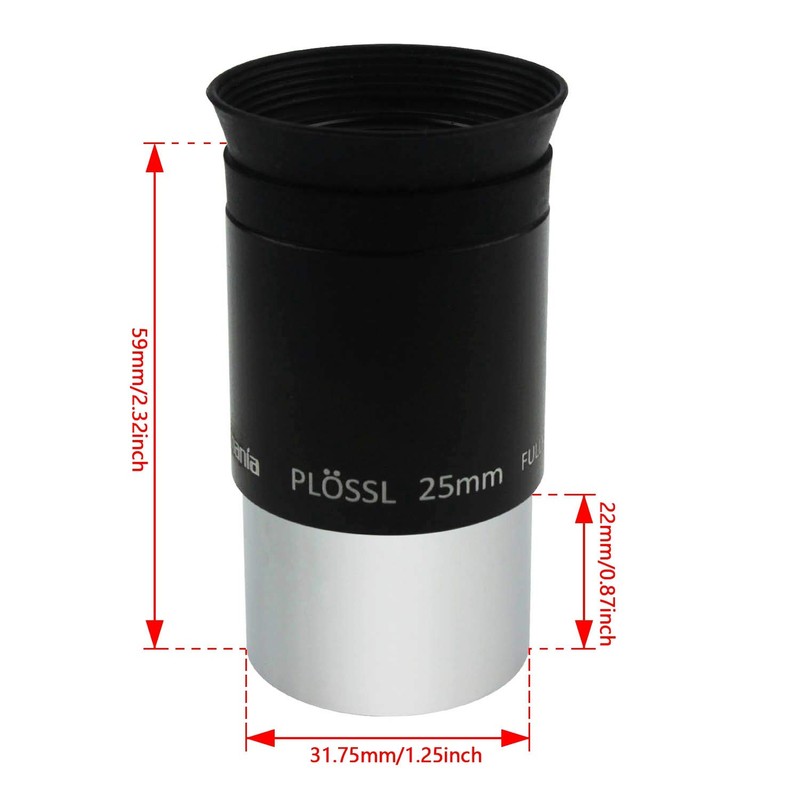 Astromania 1.25" 25mm Plossl Telescope Eyepiece - 4-Element Plossl Design