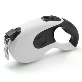 QRDA Retractable Dog Leash Collar,Retractable 16ft Nylon Leash with Light Hand Brake Lock (White)