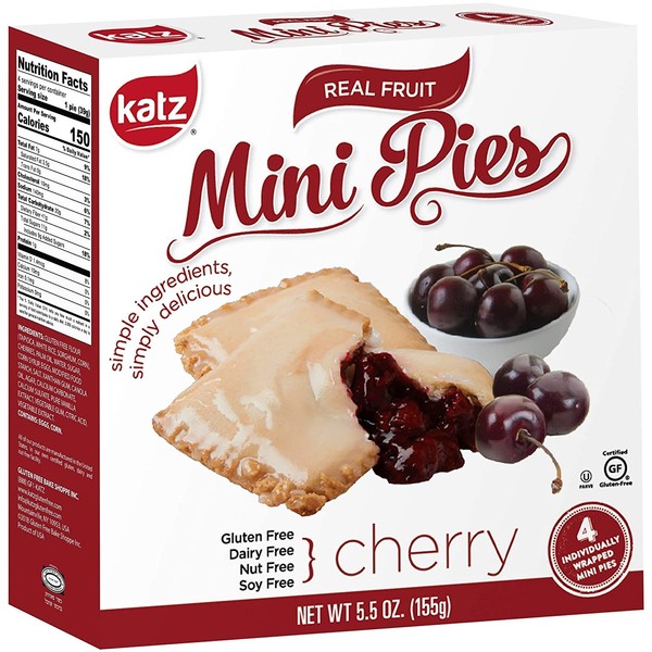 Katz Gluten Free Cherry Mini Pies | Dairy Free, Nut Free, Soy Free, Gluten Free | Kosher (6 Packs of 4 Mini Pies, 5.5 Ounce Each)