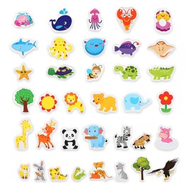 AOEVUIR Pack of 36 Children's Fridge Magnets, Animal Magnets, Fridge Magnets, Wooden Animal Fridge Magnets, Educational Toy, Wooden Cartoon Magnets for Magnetic Boards, Refrigerators, Notice Boards,