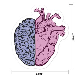 MightySkins Heart Brain Peel and Stick Art Removable Cute Stylish Funny Cartoon Dorm Room Decor Vinyl Wall Decals Sticker, 36" On Its Longest Side