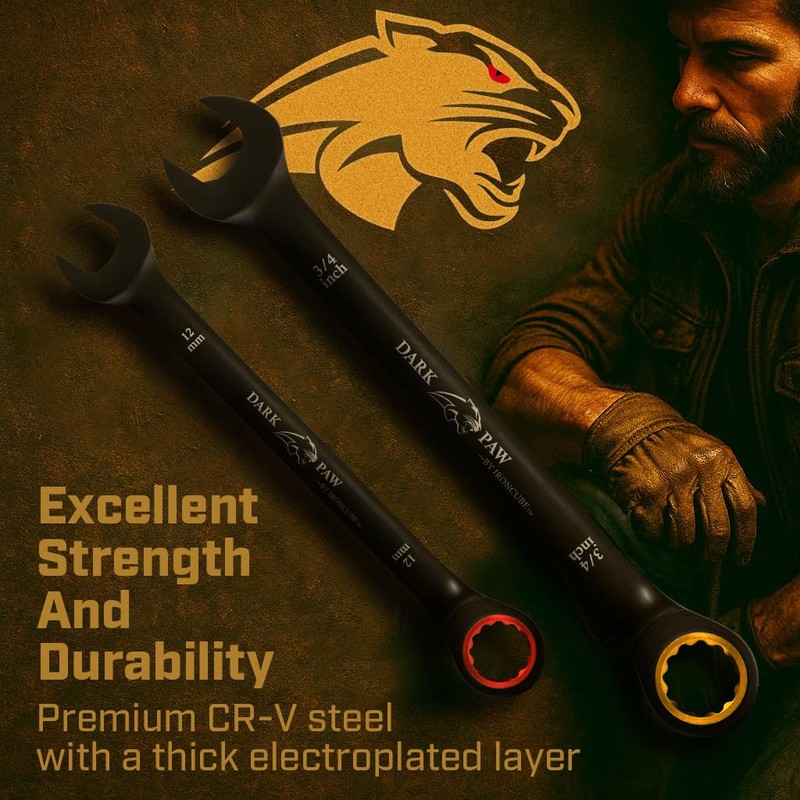 ironcube Ratcheting Wrench Set For Men: 16-Piece Metric & SAE