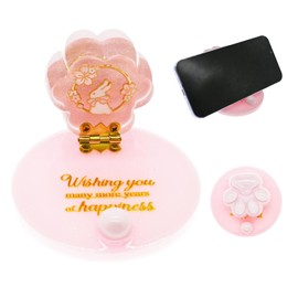 Anheyu Cute Phone Stand,Birthday Gift Cell Phone Stand with Happy Birthday Base, Foldable Cat's Paw Element,Blessing Gift Cell Phone Holder for All Smartphones (Pink)