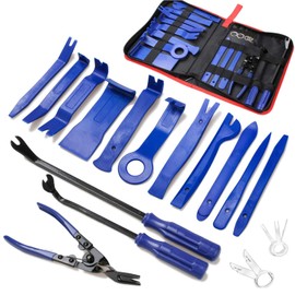 Poraxy 19Pcs Trim Removal Tool, Car Panel Dashboard Door Audio Trim Removal Tool Kit, Auto Clip Pliers Fastener Remover Set, Plastic Pry Tool, Automotive Upholstery Removal Kit