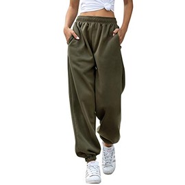 HeSaYep Women's High Waisted Sweatpants Workout Active Joggers Pants Baggy Lounge Bottoms,Army Green S