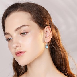 VONALA Elephant Earrings Sterling Silver Elephant Moonstone Earrings for Women Elephant Leverback Drop Earrings Elephant Gifts for Teens Girls Daughter