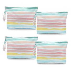 Fokongna 4PCS Waves Rainbow Wet Bag Wet Dry Bag Beach Bags for Swimsuit Toiletry Bags Travel Essentials For Women, Beach Travel Gym for Swimsuit Dirty Diaper Gifts