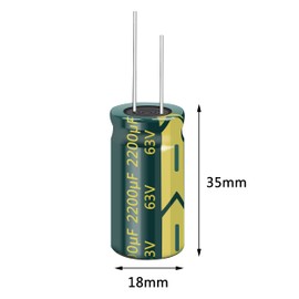 Cermant 5pcs 63V 2200UF Capacitor 18x35MM(0.71x1.38in) High Frequency Aluminum Electrolytic Capacitors for TV, LCD Monitor, Game