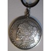 1893 Morgan Dollar Hobo Skull, PENDANT, 24 inches Leather Chord