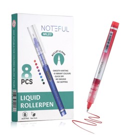 NOTEFUL Liquid Ink Rollerball Pens, Multi colored 0.7mm Medium Point Tip, Rolling pen for Drawing, Coloring, Journaling, Smooth Writing, School & Office Supplies (8 Pcs)