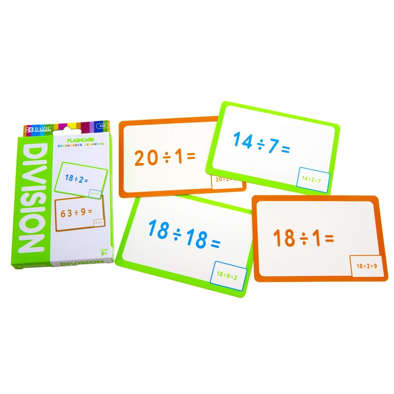 BAZIC Division Flash Cards, Numbers Elementary Math Flashcards Game at