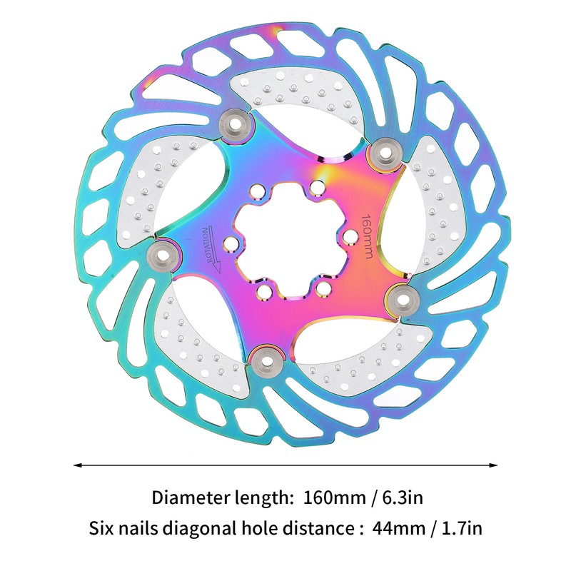Mountain Bike TitaniumPlated Cooling Disc Brake Rotor 6 Nails Cycling