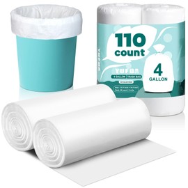 4 Gallon Trash Bags, 110 Count Small Trash Bags Bathroom, White Small Trash Bag for Office Bedroom Bathroom Car, Small Garbage Bags Point-Break Design, YUFDA Unscented Trash Bags