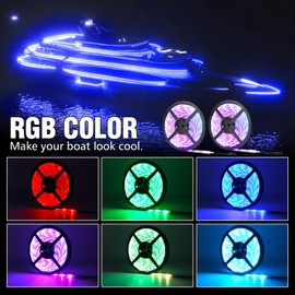 OPP ULITE Boat Led Light Strip RGB Color 50FT, APP & Remote Contrl Music Mode Marine Interior Lights, Night Fishing Lighting for Bass Boat, Kayak, Jon Boat, Deck, Waterproof IP67
