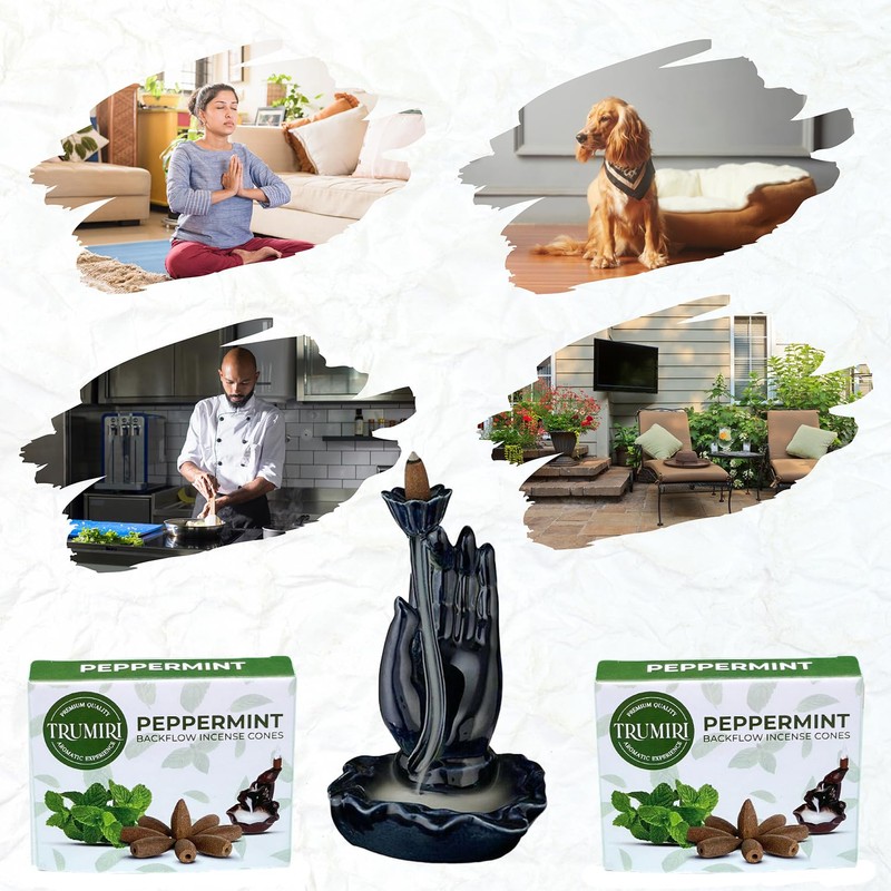 Peppermint Backflow Incense Cones - Total 20 Incense Cones Waterfall