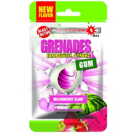 Grenades Gum - 30ct Bag - STRONG MINT GUM (Melonberry Slam) - Ultimate Fresh Breath & Serious Sinus Busting Power