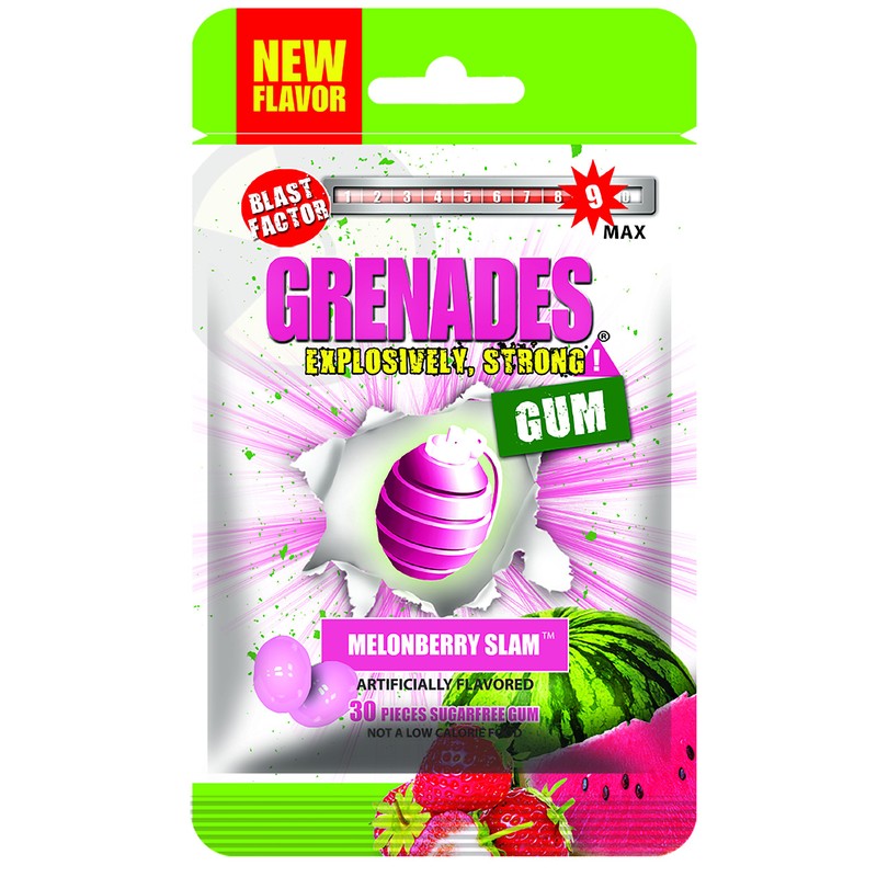 Grenades Gum - 30ct Bag - STRONG MINT GUM (Melonberry