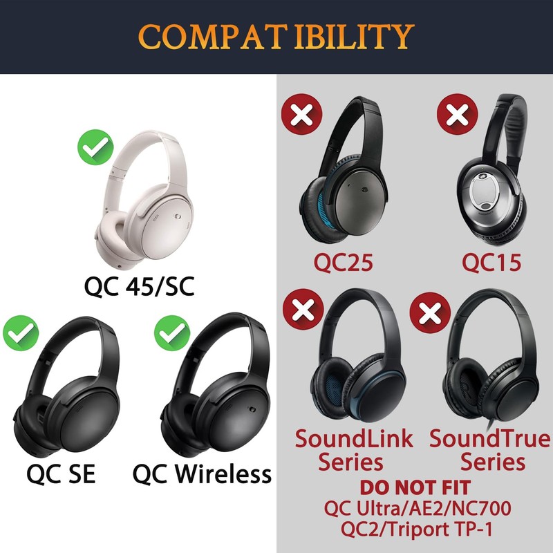 SOULWIT Headband Cover for Bose QuietComfort 45 (QC45)/QuietComfort SE (QC