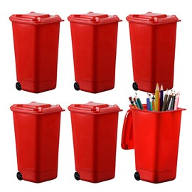Hammont Mini Trash Can 6-Pack - Mini Trash Can for Desk & Desktop Organizer - Multi-Purpose Mini Desk Trash Can & Pencil Holder (Red)