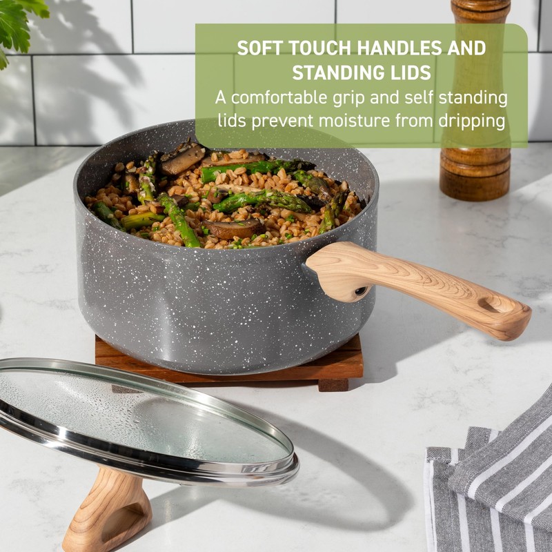 T-Fal Revive Ceramic Nonstick Sauce Pan with Lid, 3 Qt,