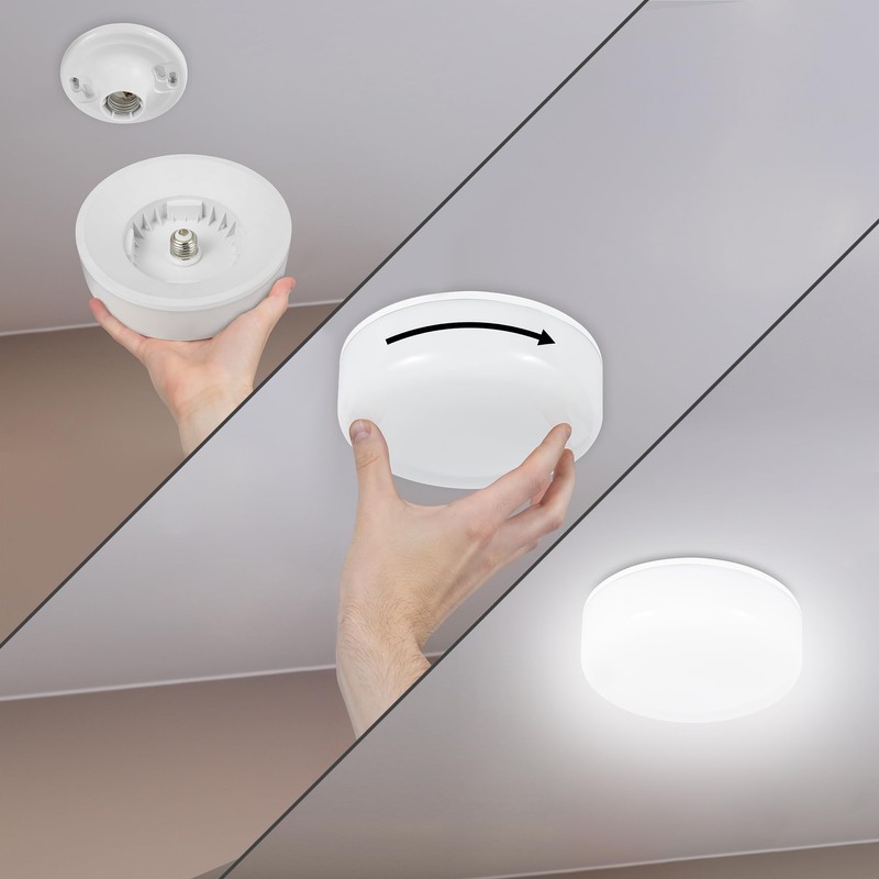 Luminus 6" Easy-Install Spin Light Flushmount Lights E26 Base, 100W