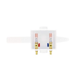 Eastman 1/2 inch Expansion PEX Connection, White Center Drain Washing Machine Outlet Box with Hammer Arrestors, 60247