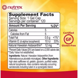 BioAstin Astaxantina Hawaiiana 12mg (120 Cápsulas) Bioastin Sabor Sin Sabor