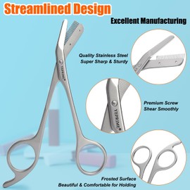 Tijeras de corte de cejas con peine, regalos para hombres y mujeres, calcetines de acero inoxidable