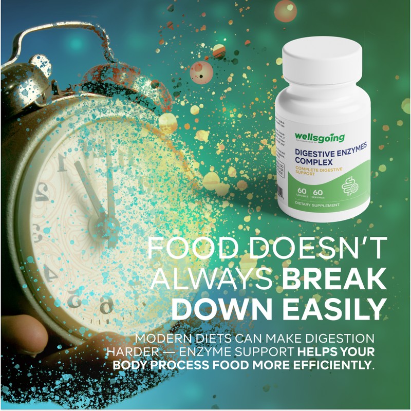 Digestive Enzymes Complex – Multi-Enzyme Formula for Digestive Support, Bloating