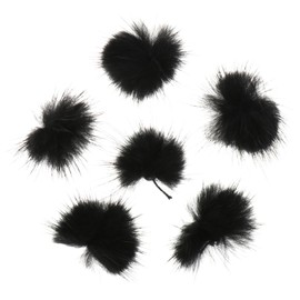 Mikinona Nail Art Supplies 6pcs Black Fluffy Pompom Decors Magnetic Nail Decorations Safe Convenient Manicure Stickers