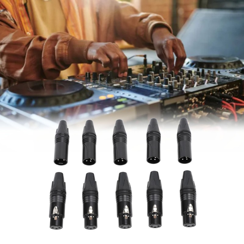 10pcs XLR Connector Professional 5 Male 5 Female High Conductivity