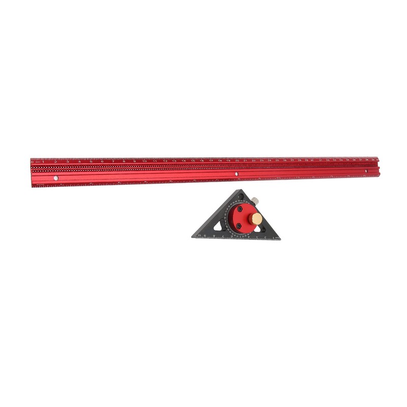 400mm Woodworking Hole Scribing Ruler Aluminum Alloy 360° Rotating Line