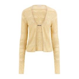 Guess Women's Eco Long Sleeve Nellie Cardigan Sweater, Gold Lurex, X-Small