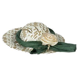 Dolls House Straw Sun Hat Khaki Band Miniature Garden Bedroom Hall Accessory