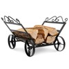 Goplus Firewood Rack Outdoor with Wheels, 20” Small Decorative Firewood