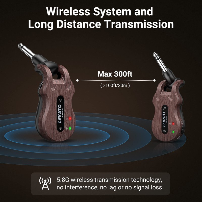 LEKATO Wireless Guitar System 5.8 Wireless Guitar Transmitter Receiver Rechargeable
