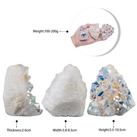 KYEYGWO Natural Crystal Cluster Geode Stone Specimen for Home Decor, Titanium Coated White AB Crystal Cluster for Reiki Healing