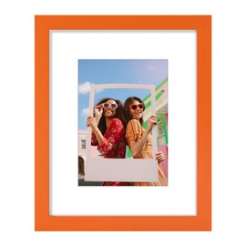 Vittanly 8x10 Picture Frame, Display Pictures 5x7 with Mat or 8x10 without Mat, Engineered Wood with Shatter Resistant Plexiglass, Photo Frame for Wall or Table Top Display, Orange, 1 Pack